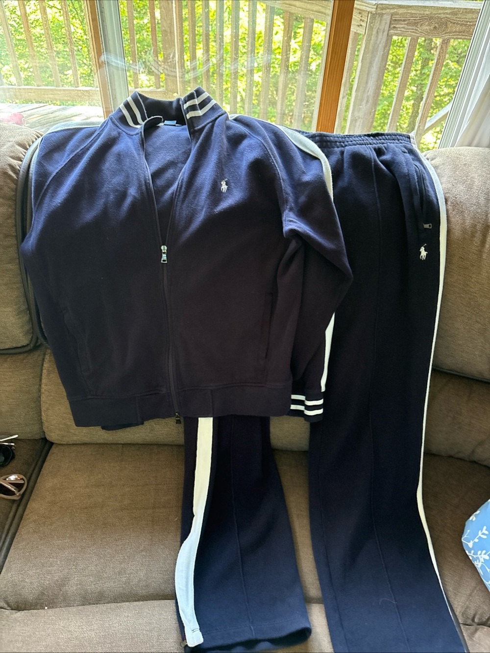 VTG Polo Ralph Lauren Tracksuit 2 Piece Set Navy White Men’s Sz XL-L Pants